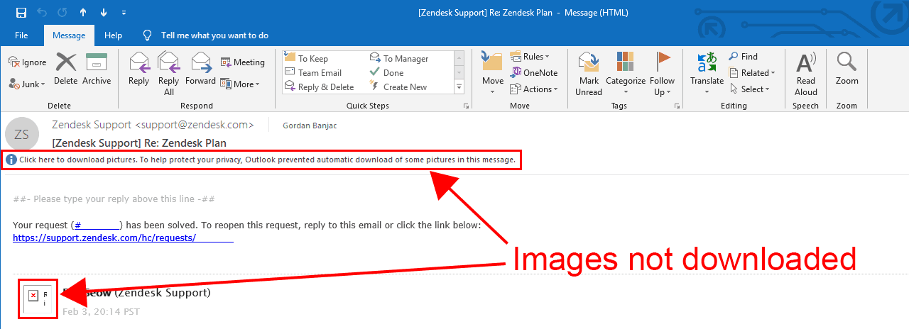 Make outlook automatically download images